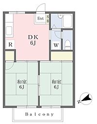 プレジール藤 2DKの間取図画像