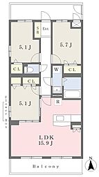 ブラン・ノワール赤坂 3LDKの間取図画像