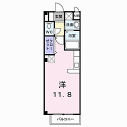 カレント上吉田1C ワンルームの間取図画像