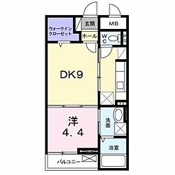 リッジクレスト 1DKの間取図画像