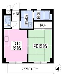 ボヌール片野 1DKの間取図画像