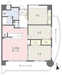 アンジェロポスト2 3LDKの間取図画像