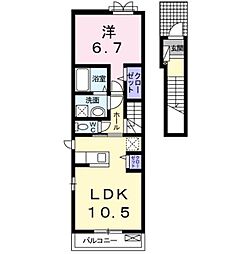 ソレアード陣原 1LDKの間取図画像