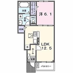 プロムナード北泉 1LDKの間取図画像