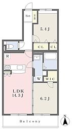 ブラン・ノワール赤坂 2LDKの間取図画像