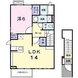 サニープレイスA 1LDKの間取図画像