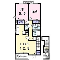 メゾン・ド・タカダ3 2LDKの間取図画像