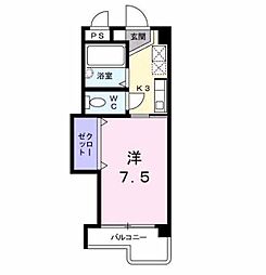 アビタシオン柳町 1Kの間取図画像