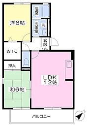 レスポワール赤坂A 2LDKの間取図画像