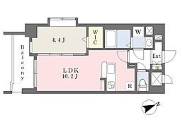 ニューサンリバー15番館 1LDKの間取図画像