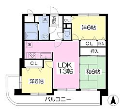 ヒルサイド守恒 3LDKの間取図画像