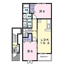 メゾン木屋瀬A 2LDKの間取図画像