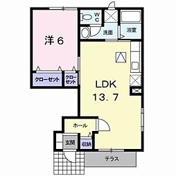 フォンティーヌ南行橋A 1LDKの間取図画像