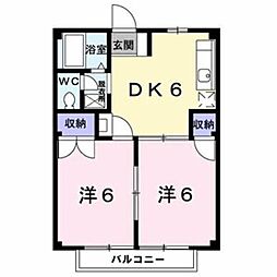 ファミール・ヤエス 2DKの間取図画像