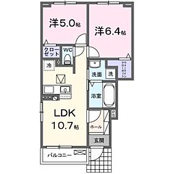 ル・プレジール　Ａ 1階2LDKの間取り