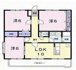 JR豊肥本線 東海学園前駅 3.2kmの賃貸マンション 1階3LDKの間取り