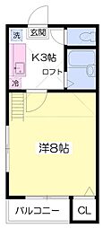 ロハス九品寺 1Kの間取図画像