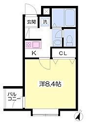 ビューティヒル 1Kの間取図画像