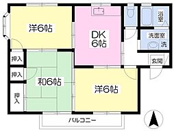 ボヌール東町 3DKの間取図画像