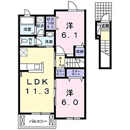 フィオーレSK 2LDKの間取図画像