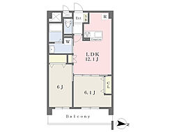 アンソレイエ 2LDKの間取図画像