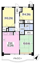 マロニエヒルズ 3DKの間取図画像