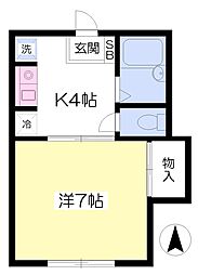 オーシャンアネックス 1Kの間取図画像