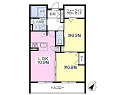 パインズコンフォート 2LDKの間取図画像