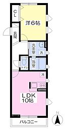ベルフラワー平和台 1LDKの間取図画像