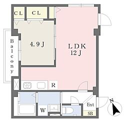 シャルール 1LDKの間取図画像