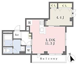シャルール 1LDKの間取図画像