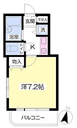 煉瓦館クレセール・3 1Kの間取図画像