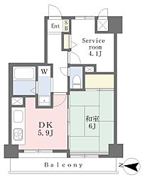 ライオンズマンション平塚代官町 1DKの間取図画像