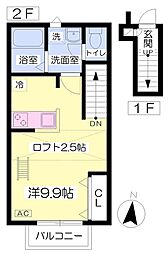 ブルーエール ワンルームの間取図画像