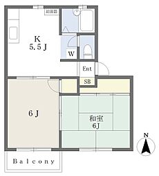 ヒルズ湘南 2Kの間取図画像