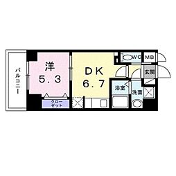 スアヴィス平塚八重咲 1DKの間取図画像
