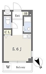 ＥＬ・ＳＩＤＥ5 1階ワンルームの間取り