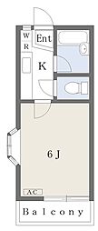 パインクレストヨシ2 1Kの間取図画像