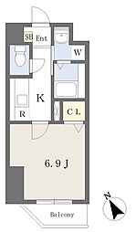 フォートボイヤール 1Kの間取図画像
