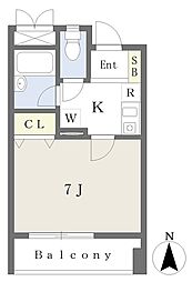 油久マンション 1Kの間取図画像