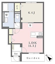 JR東海道・山陽本線 加古川駅 徒歩15分の賃貸アパート 1階1LDKの間取り