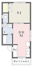 FKマンション 1DKの間取図画像