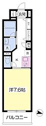 庵 1Kの間取図画像