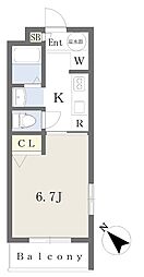 須磨南町ミオ 1Kの間取図画像
