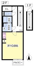 パインルージュ南貴崎 ワンルームの間取図画像