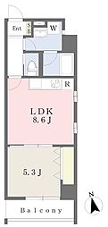 ル・ポール明石東仲ノ町 1LDKの間取図画像