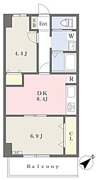 オーク松本通 2DKの間取図画像