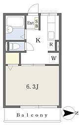 フォレストコート 1Kの間取図画像