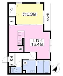パーチェ中山手2 1LDKの間取図画像