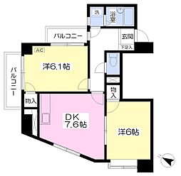 Ｂｅｌｌ・Ｍｉｃｃ 5階2DKの間取り